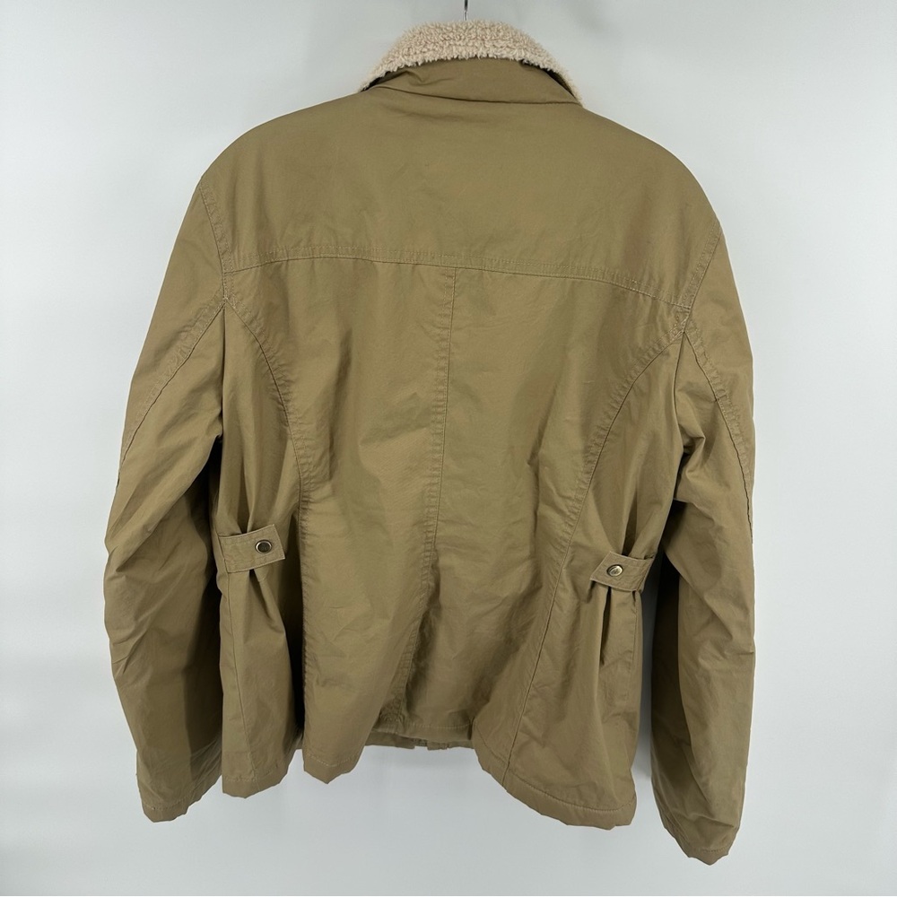 Lauren Ralph Lauren Waxed Field Jacket Faux Shearling Trim Utility equestrian - Picture 6 of 9
